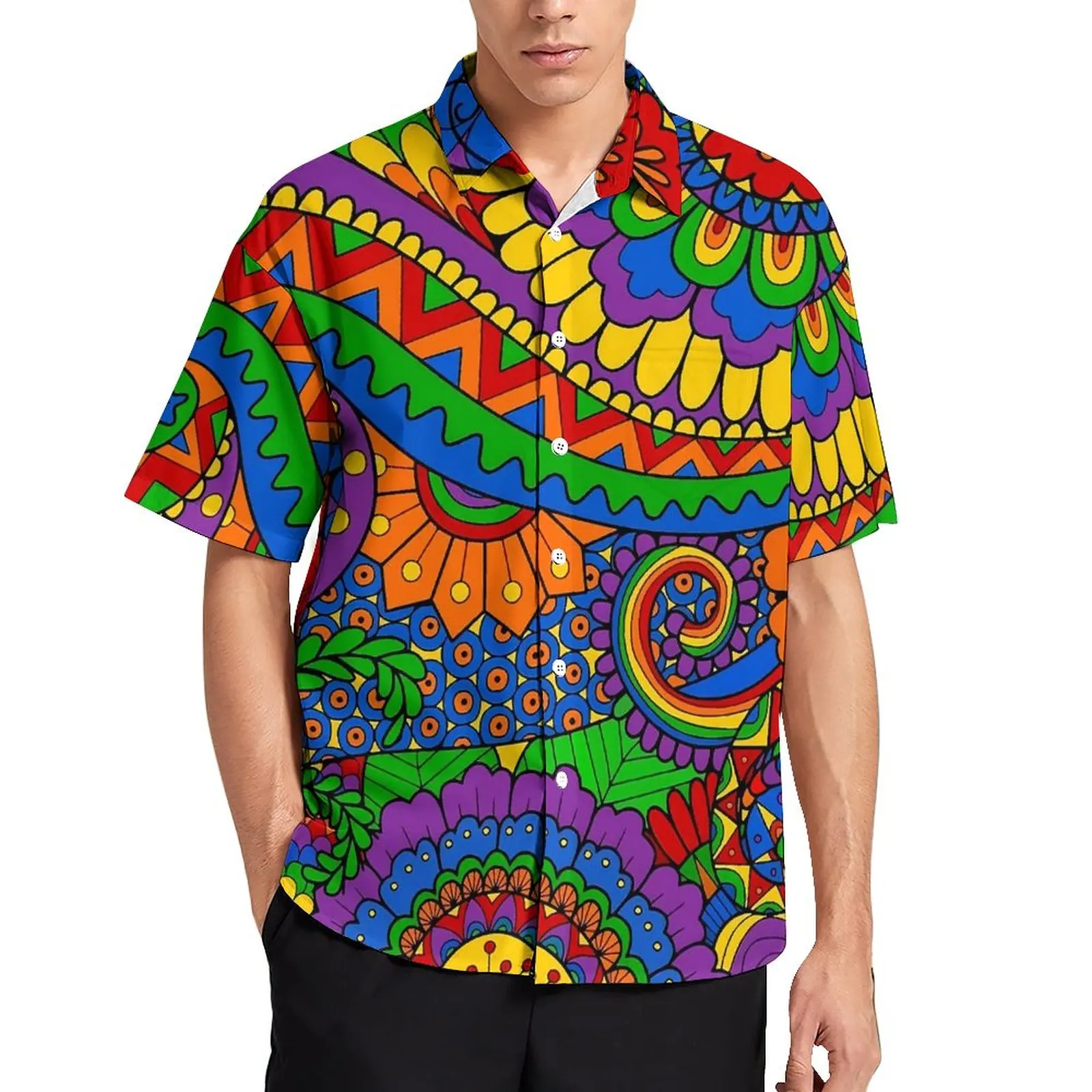 Bloemenprint Hawaii Casual Shirts Heren Heldere Flower Power Harajuku Vakantie Retro Esthetische Blouses Grafische Kleding Met Korte Mouwen
