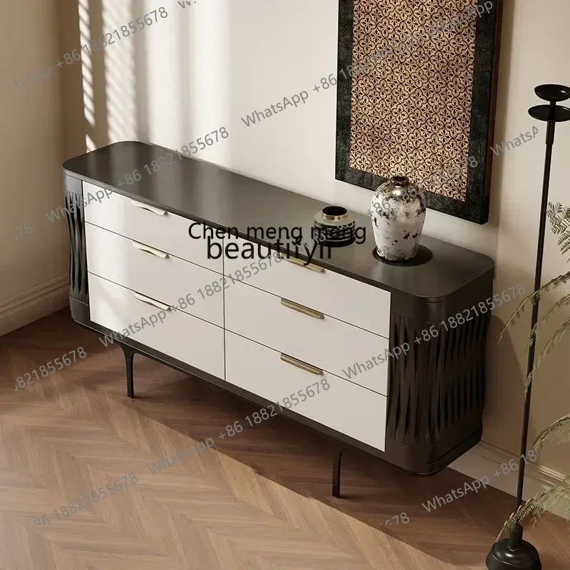 

XZSimple solid wood six-cabinet cabinet, light luxury, modern minimalist entrance cabinet, villa living room storage cabinet