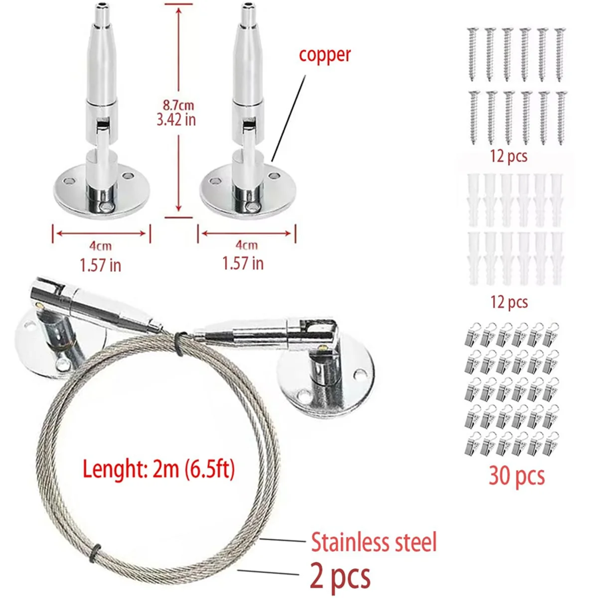 ABNJ Kids Artwork Display System - 6.5 Ft Adjustable Self-Locking Wire with 30 Clips for Art,Curtains,and More