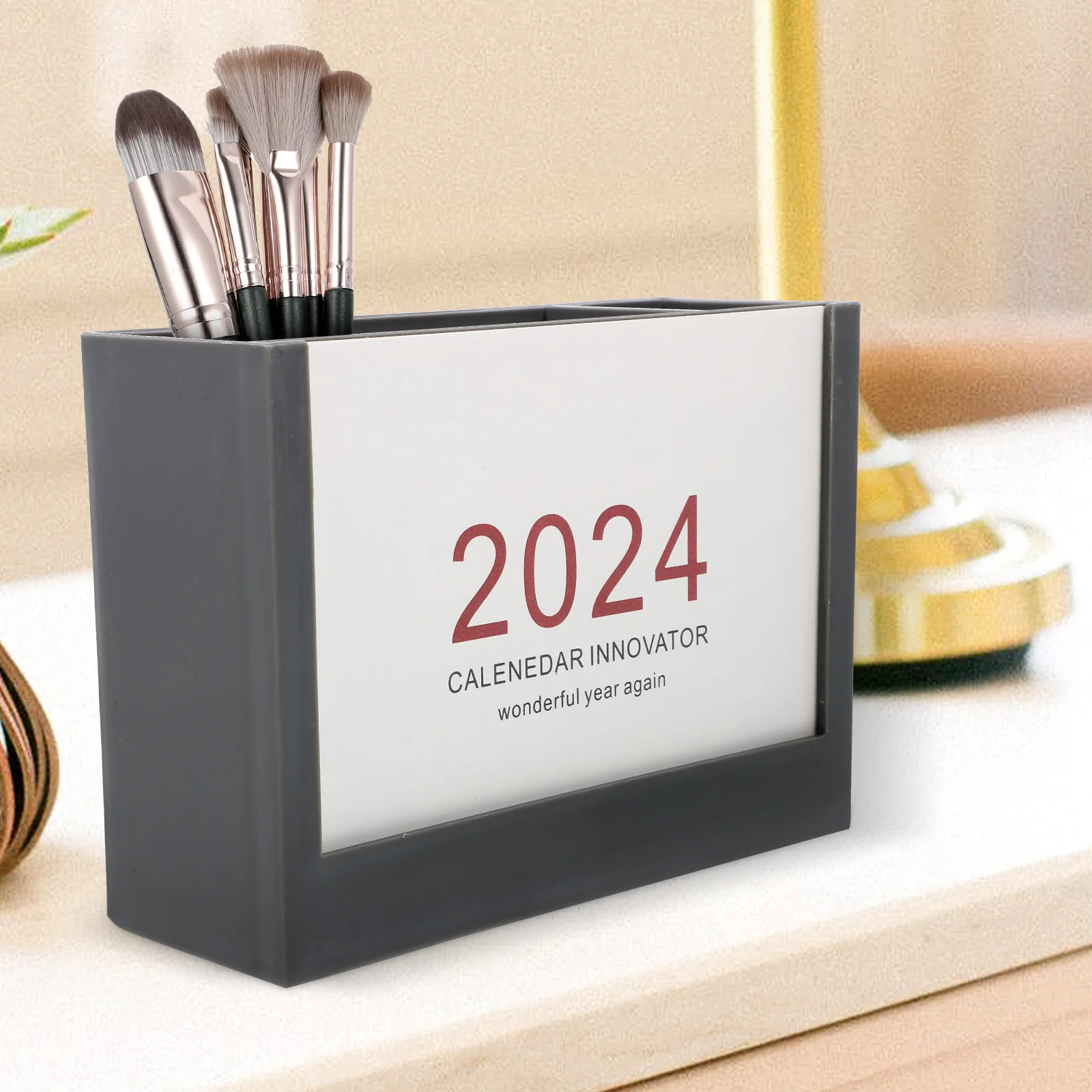 

Plastic Pen Holder Multi-Grid Countertop Desktop Organizer For Makeup Brushes Cosmetics Pencil Storage Stationery Home