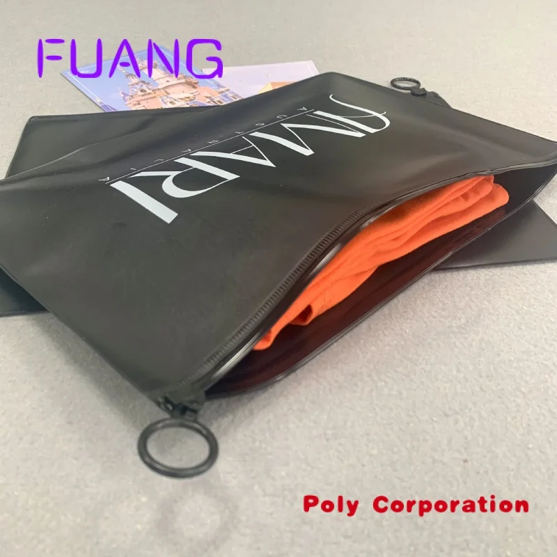 Custom  Custom  Black Plastic Zip Lock Packing Bag for T-shirt Swimwear Socks High Quality Clothing PVC Zipper Bags with Logo