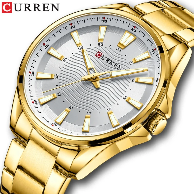 

CURREN 8424 New Luxury Elegant Men's Quartz Watches Gold Waterproof Clock Stainless Steel Strap Leisure Business Man Wristwatch