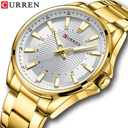 CURREN 8424 New Luxury Elegant Men's Quartz Watches Gold Waterproof Clock Stainless Steel Strap Leisure Business Man Wristwatch