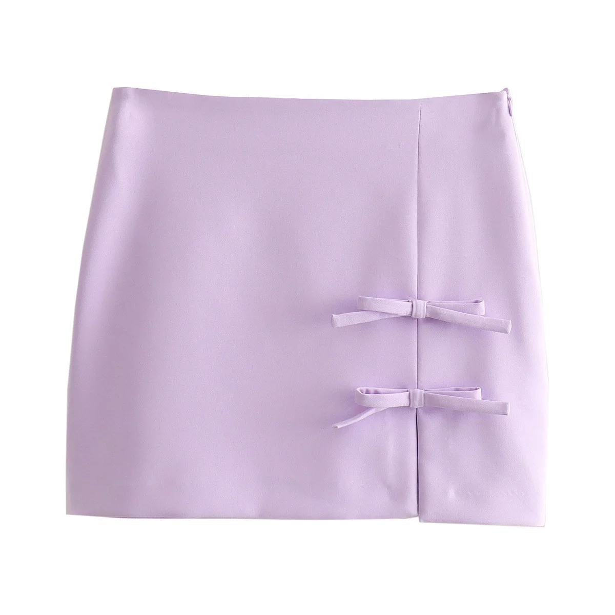 

PB&ZA2025 Summer New Product Women's Fashion Simple and Versatile Split Design Bow Decoration Half body Skirt Short Skirt