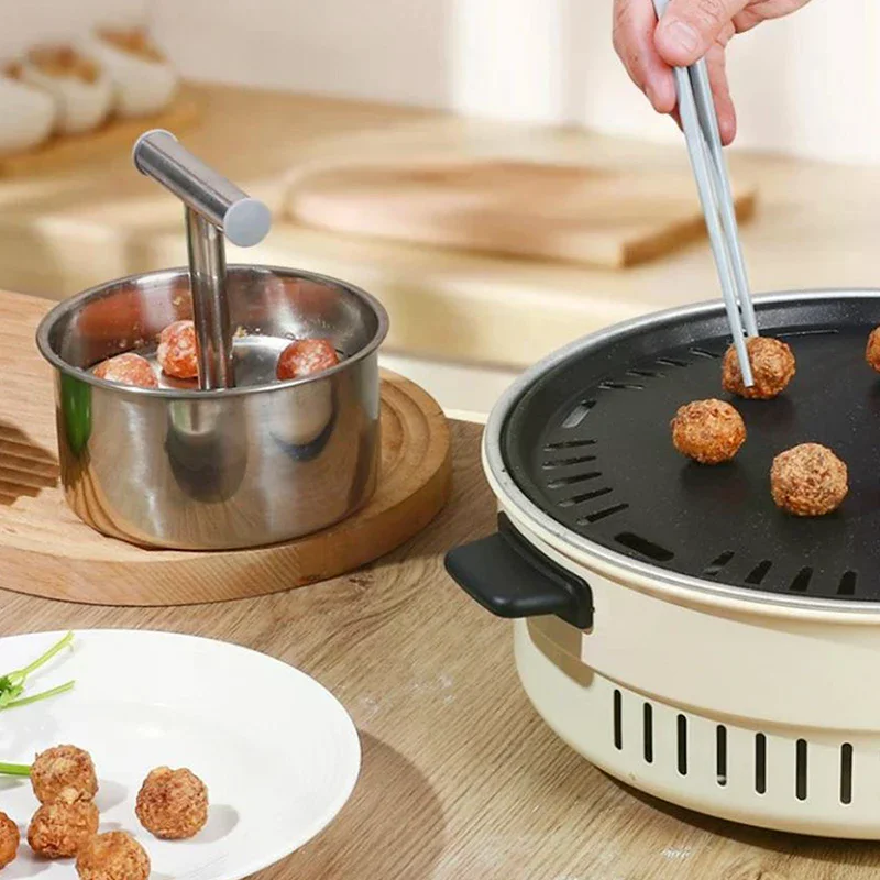 6/12 Hole Manual Meatball Machine Multifunctional Stainless Steel Meat Maker Home Kitchen Meatball Mold Meatball Making Set