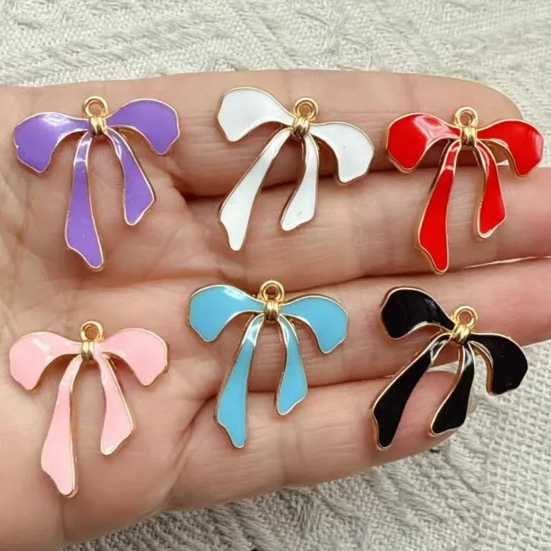10pcs Bow Tie Metal Enamel Charms Pendant for DIY Earrings Necklace Bracelet Jewelry Making Keychain Accessory