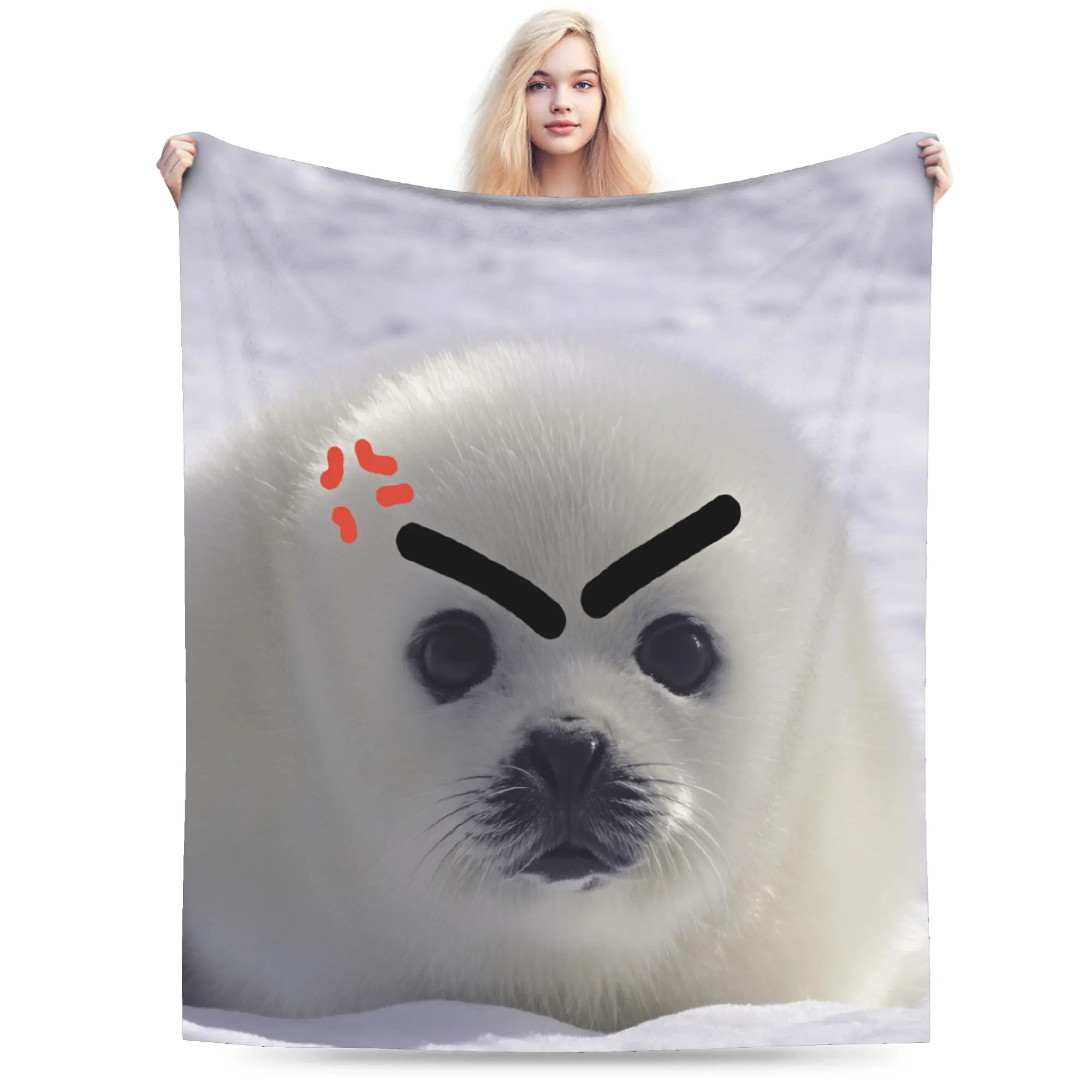 Seal Sea Angry Blanket Winter  Soft Comfy Bedding Throws For Kids Adults Sofa Home Flannel Bedspread Bed Cover
