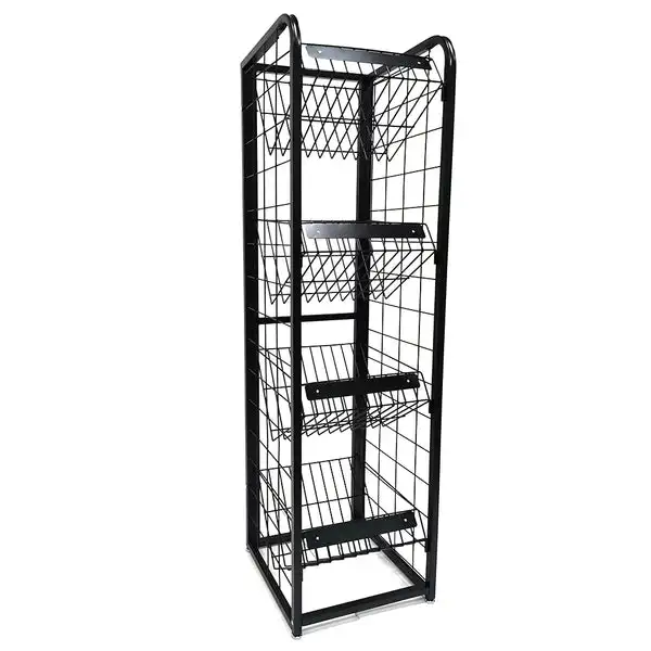 Custom Made Retail Store Multi Layer Shelf Iron Steel Wire Holder Floor Metal Rack Folding Book Shop Magazine Display Stand