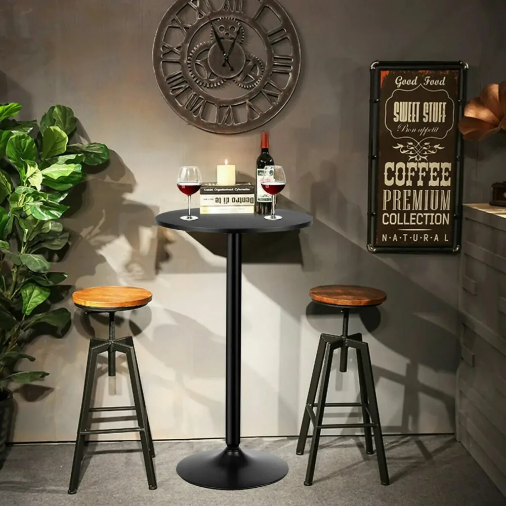 US 24" ronde pubtafel bistro barhoogte cocktailtafel met metalen onderstel binnen zwart