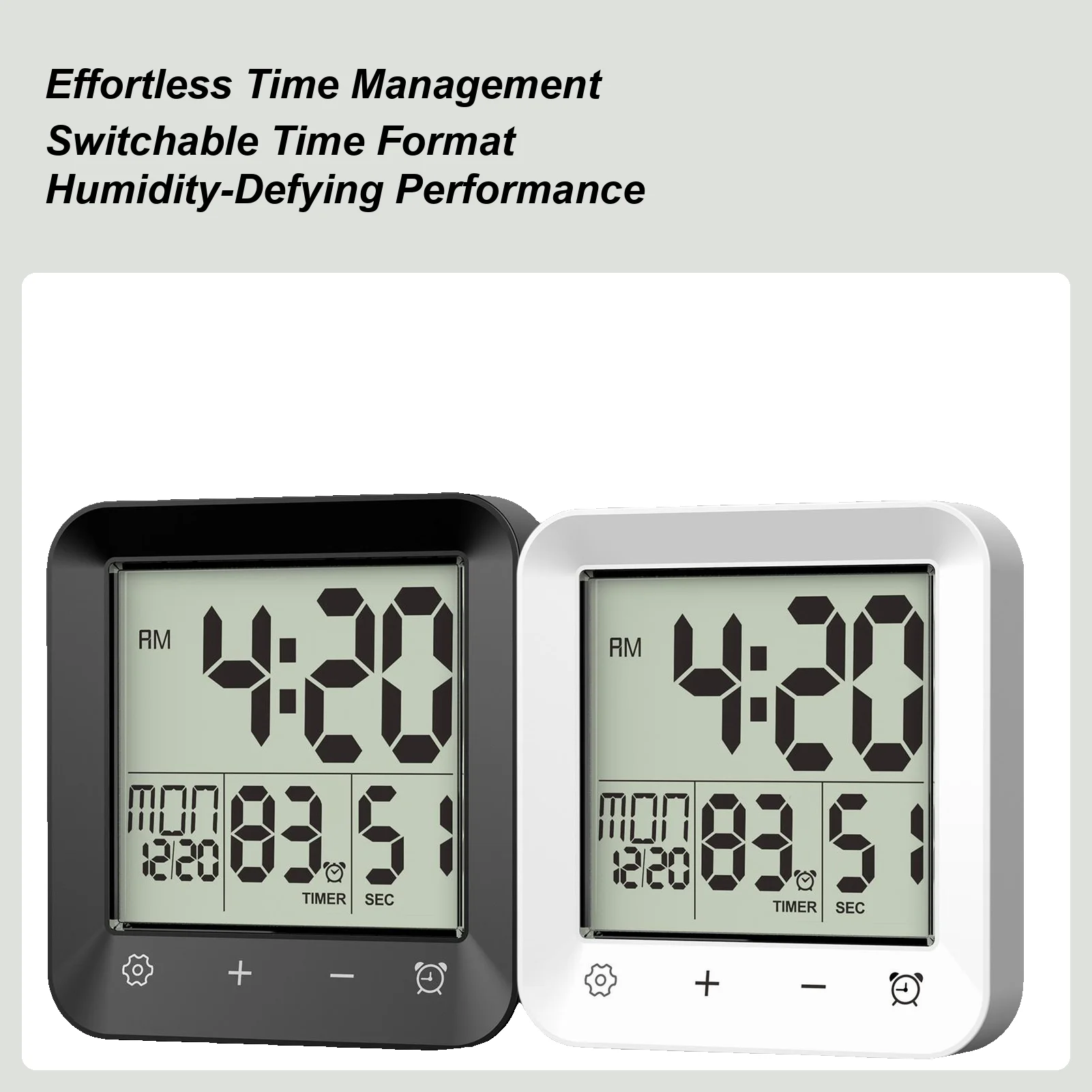 

Водонепроницаемый таймер для душа в ванной комнате, 12/24 часа, дата, неделя, цифровой дисплей температуры, ЖК-дисплей, настенные часы, таймер