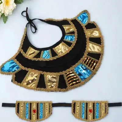 Il set di accessori per costumi egiziani include braccialetti con colletto regolabile e polsini per eventi cosplay di Halloween