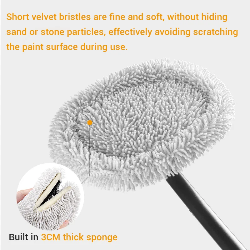 Car Wash Brush Mop with Long Handle,Scalable Car Wash Brush,Soft Cleaning Brush with 15° Curved Extension Pole Car Wash Kit