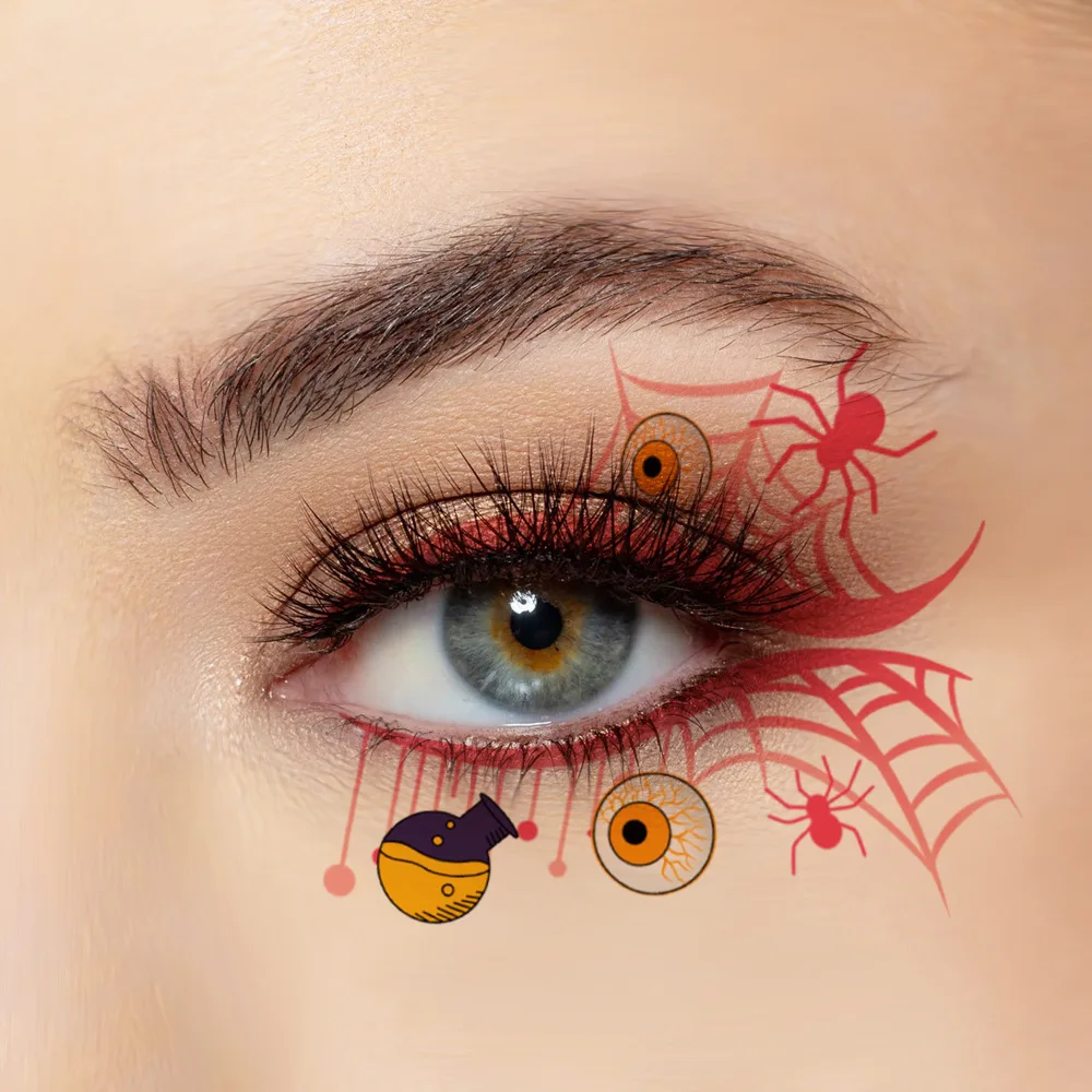 

10 Pcs Halloween Eye Corner Tattoo Stickers Colorful Temporary Face Makeup for Festival Party Funny High Quality Waterproof