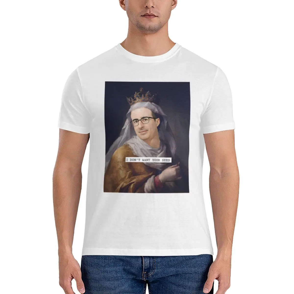 Men's T-Shirts John Oliver Saintly Celeb Novelty 100% Cotton Tee Short Sleeve John Oliver T Shirts Crew Neck Clothes Gift Idea