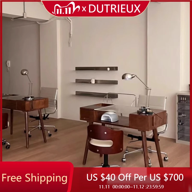 

Designer Makeup Nail Desk Reception Nordic Modern Nail Desk Organizer Cleaning Professionals Square Wood Nageltisch Furniture