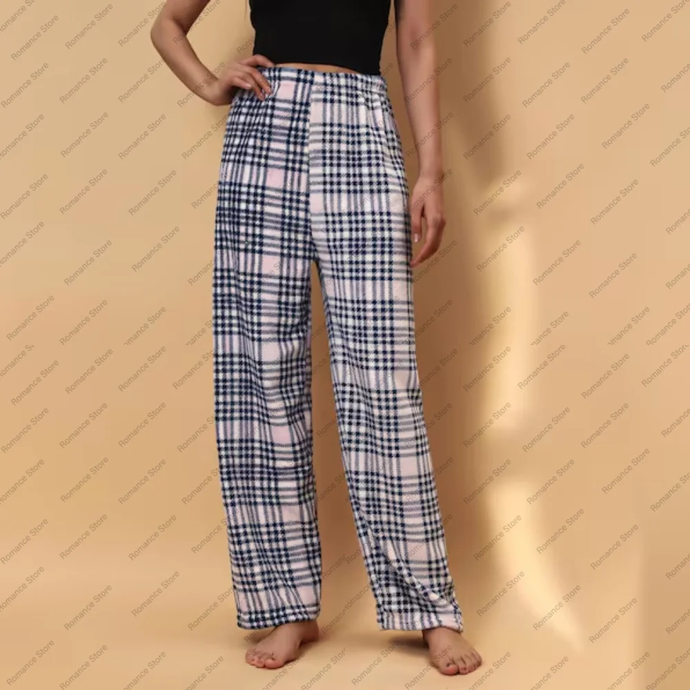 Women's flannel pajama pants for autumn and winter warmth loose straight-leg home pants warm pants 2026 Relaxing New style