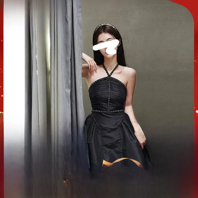 

Новое женское летнее вечернее платье А-силуэта с бриллиантовой инкрустацией, без бретелек, с завышенной талией, модное, элегантное