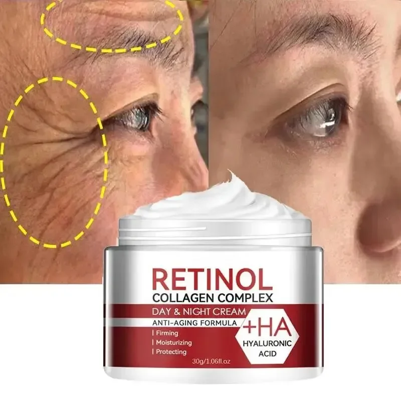 Retinol krim penghilang keriput Anti Penuaan, kosmetik perawatan kulit pelembap pemutih pencerah garis halus pudar pengangkat Pengencang Kulit