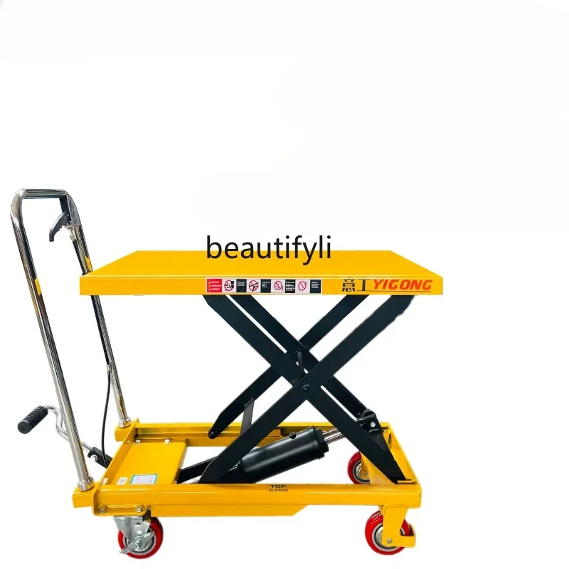 New Manual hydraulic lift platform truck Mobile flatbed truck Electric lift Small lift trolley