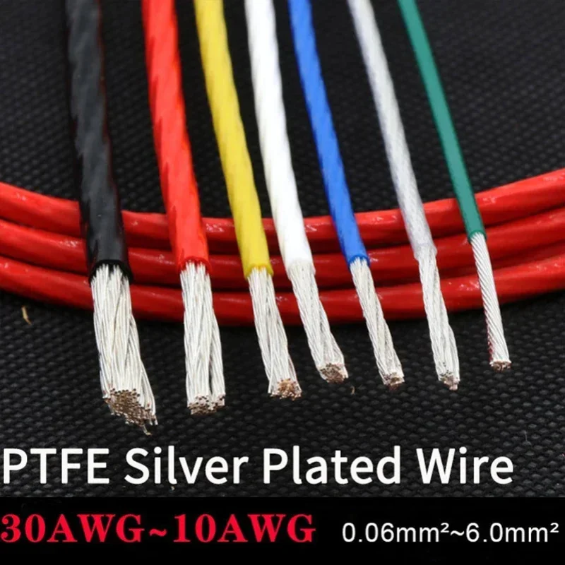 5M 10/11/13/14/18/20/22/24/26/28/30 AWG FEP Insulated PTFE Silver Plated Wire OFC Copper Cable HiFi Audio Speaker Headphone DIY