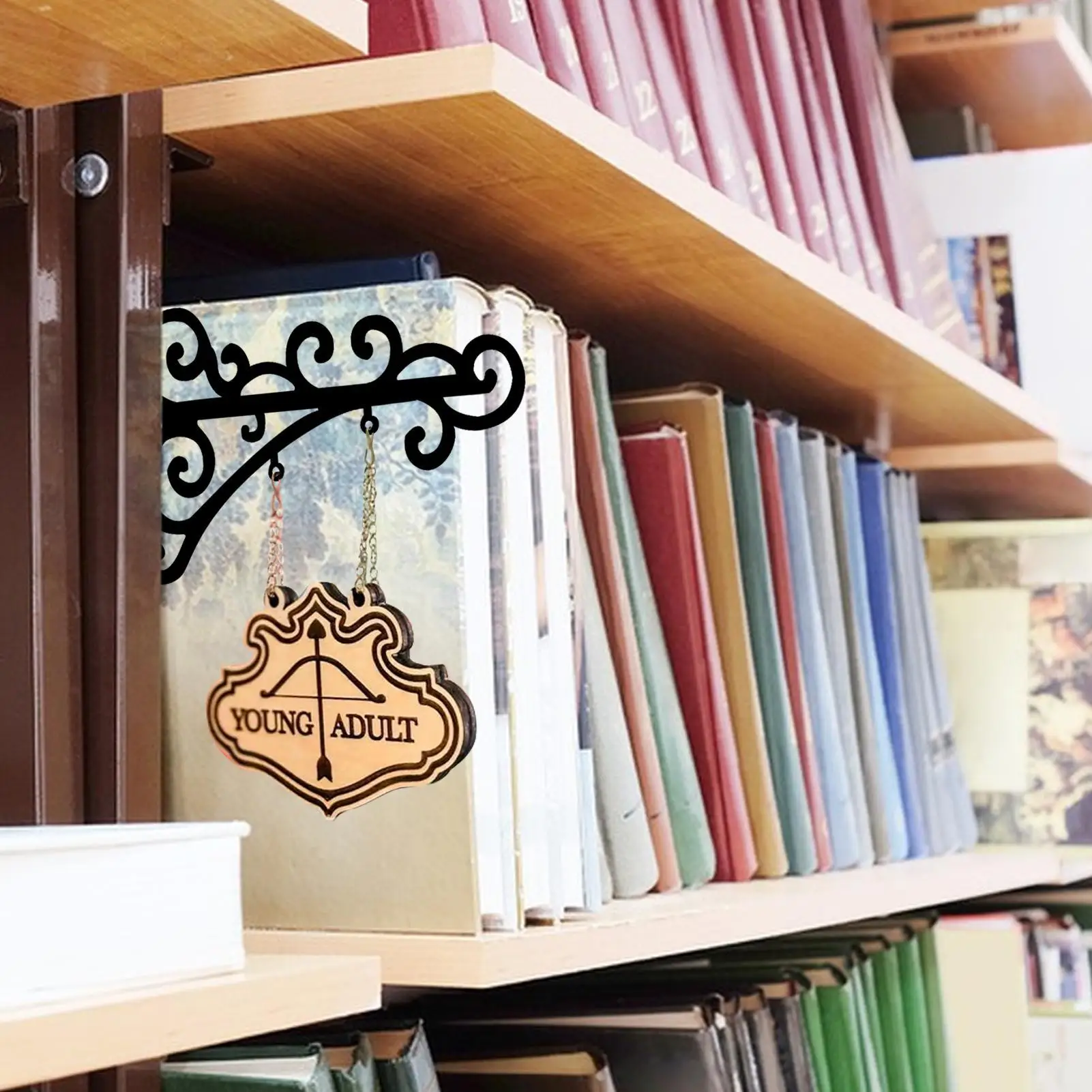 BookNook Sign Book Genre Signs With Brackets for Bookshelf Easy Installation Divider Labels Library Supplies Book Genre Signs