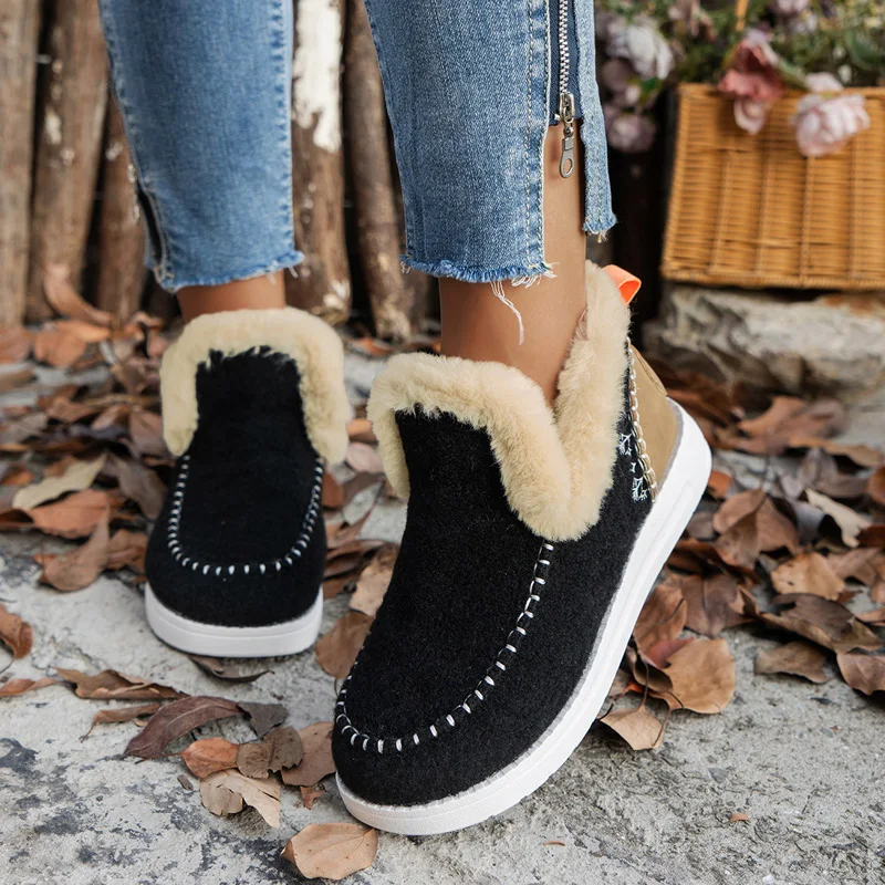 Snow Women Boots Platform Keep Warm Ladies Shoes Slip On Shoes Woman Casual Ankle Boots New Plush Botas Mujer Winter Footwear