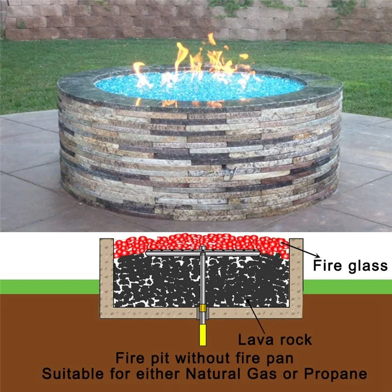 6 Inch Round Fire Pit Burner Ring for Natural Gas & Propane Fire Pit Fireplace Fire Pit Burner for Indoor & Outdoor-LITE