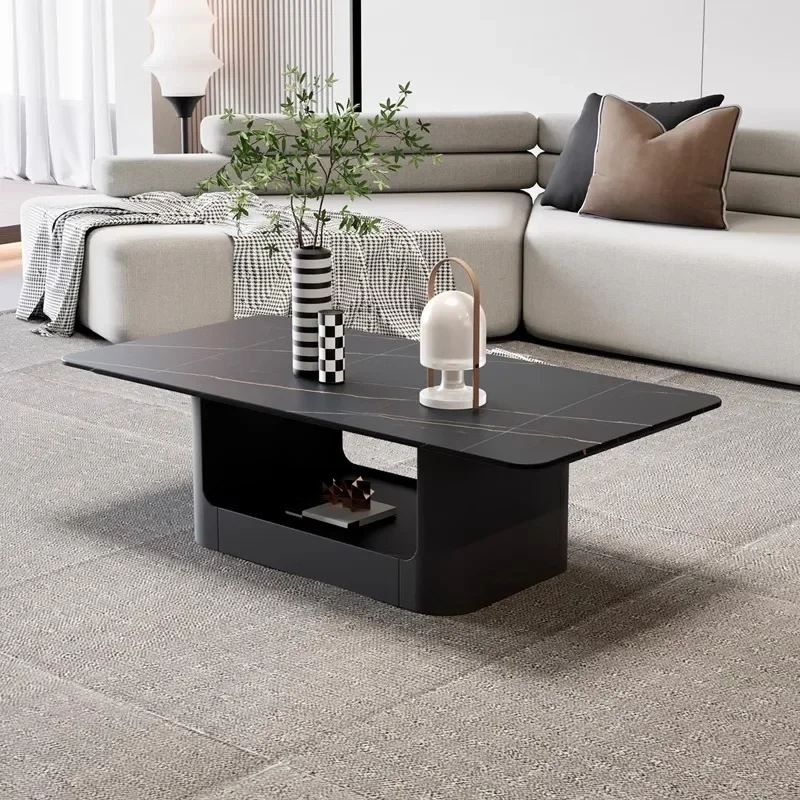 Rectangular rock slab coffee table living room household light luxury minimalist Italian coffee table office