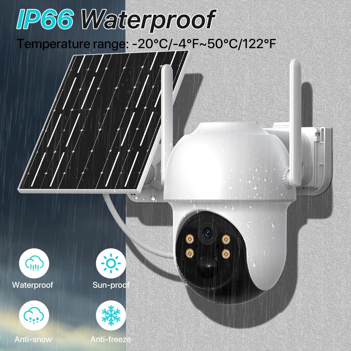 6x Zoom Solar PTZ Camera HD Outdoor WiFi Wireless IP Camara Solar Panel Security Built in Battery PIR Human 4MP iCsee