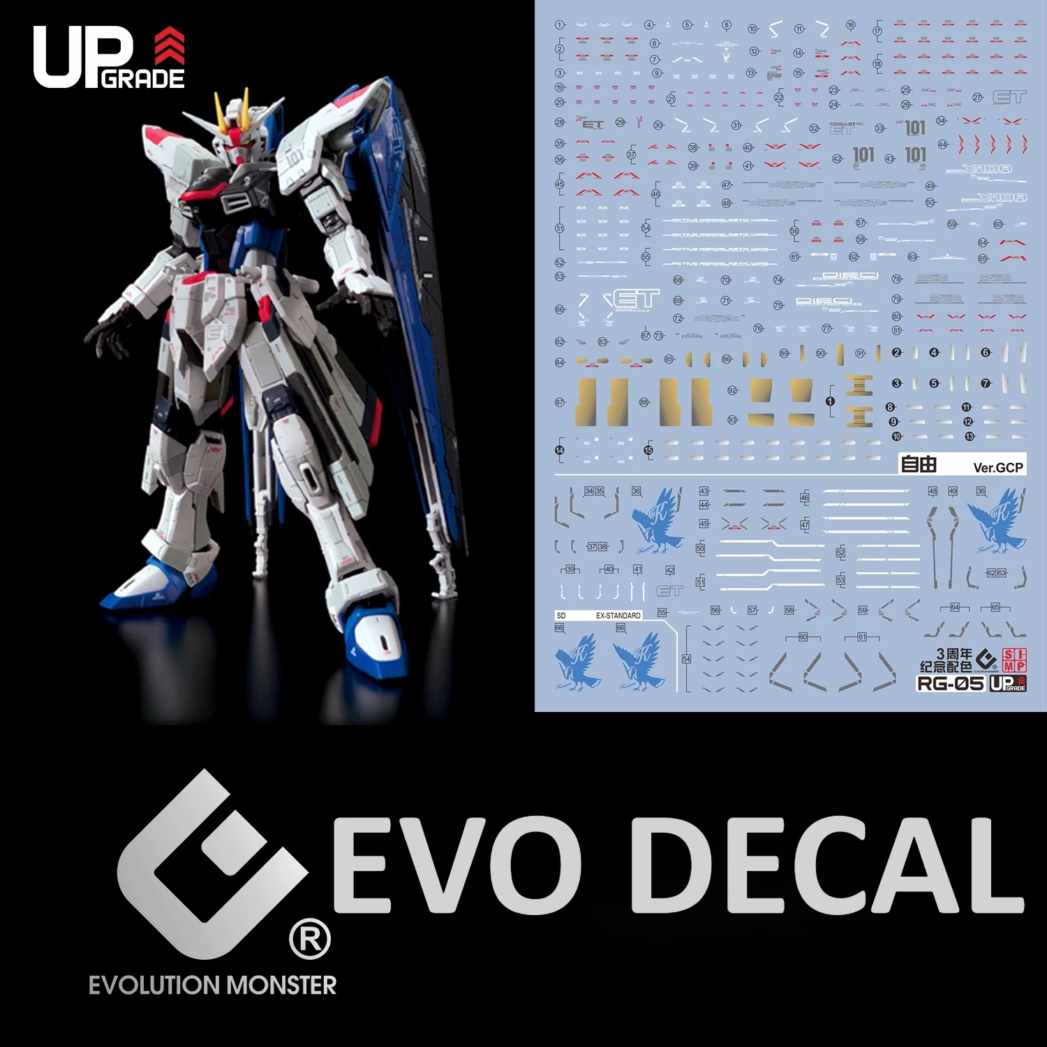 

EVO P-RG05 Fluorescent Water Slide Decals For RG 1/144 THE BASE LIMITED ZGMF-X10A Freedom Ver.GCP DIY Model Accessories