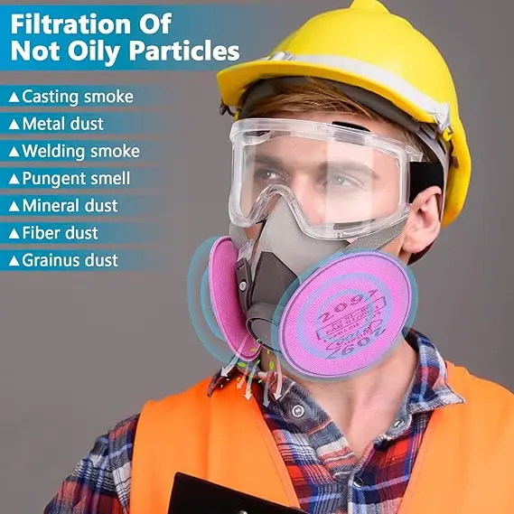6200 2097 Filterbrille Halbgesichts-Atemschutzmaske Wiederverwendbare Maske für Epoxidstaub Farbe Organische Dämpfe Schweißen Holzarbeiten – Detail 5