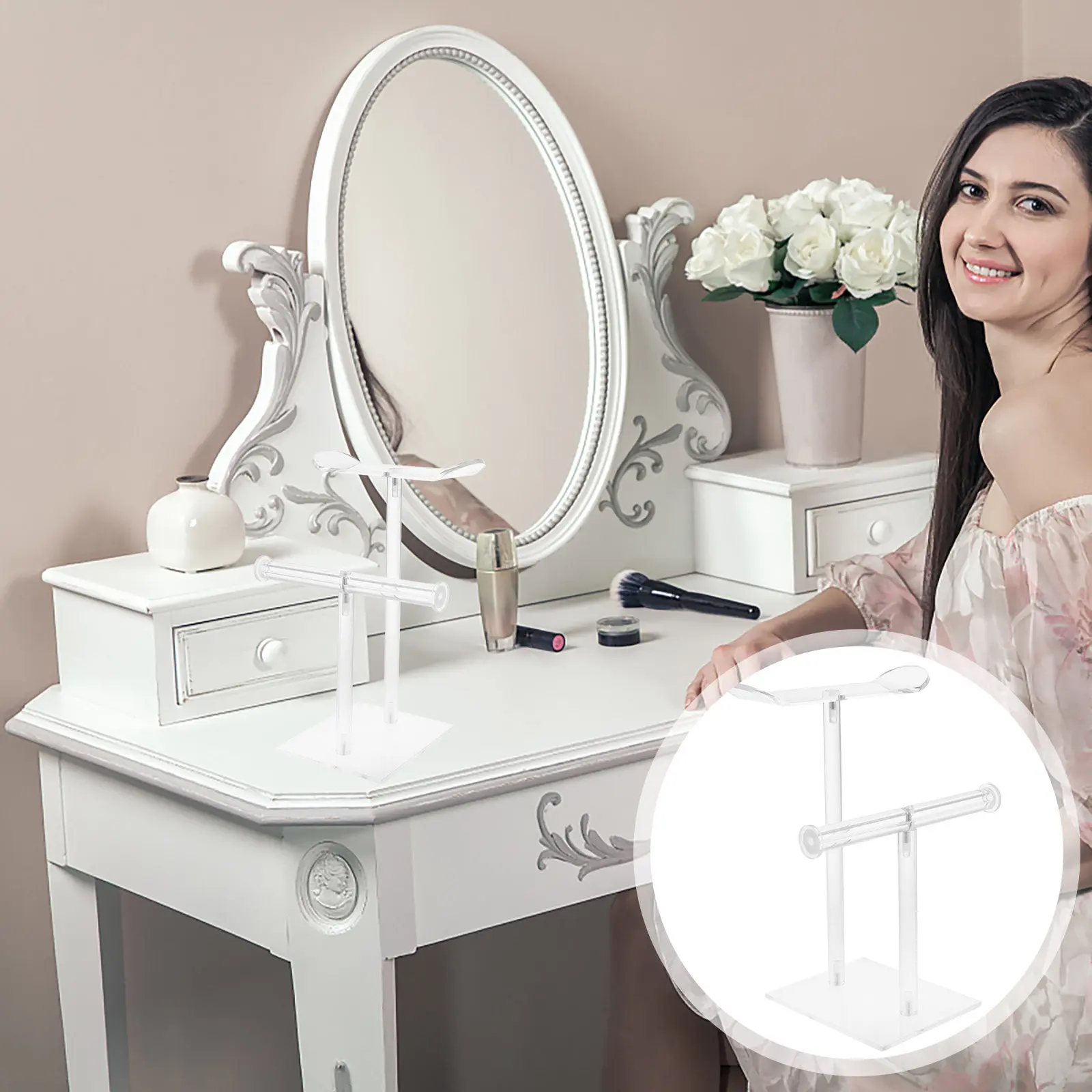

Clear Headband Display Stand Double Layer Transparent Hair Accessories Organizer Vanity Storage Holder Hairband Scrunchies Clips