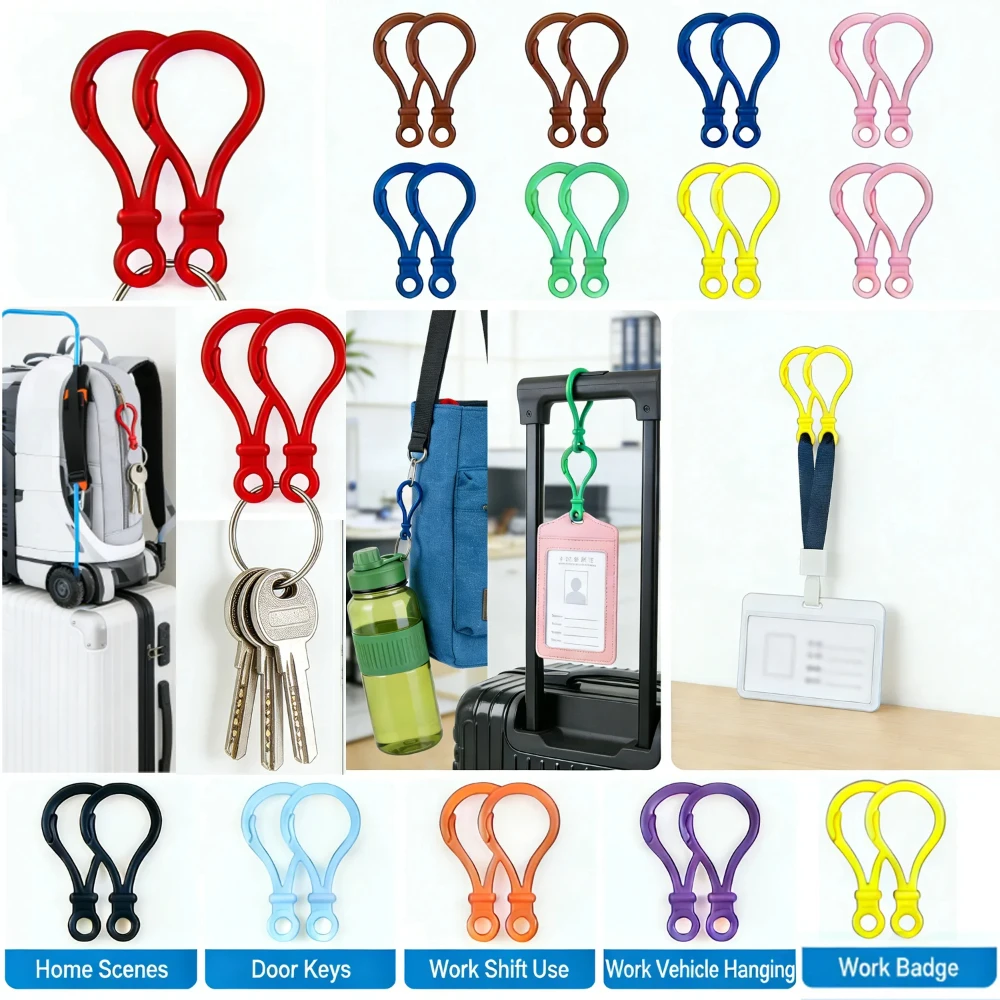 50pcs Plastic Lobster Clasp, Colorful Lanyard Clip and Hook Clasp, Mixed Color, Plastic Keychain Clip for DIY Key Ring view 2