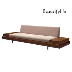 One-Line Straight Double Three-Seat Solid Wood Sofa Light Luxury Elegant Hotel Club Leather Fabric Sofa