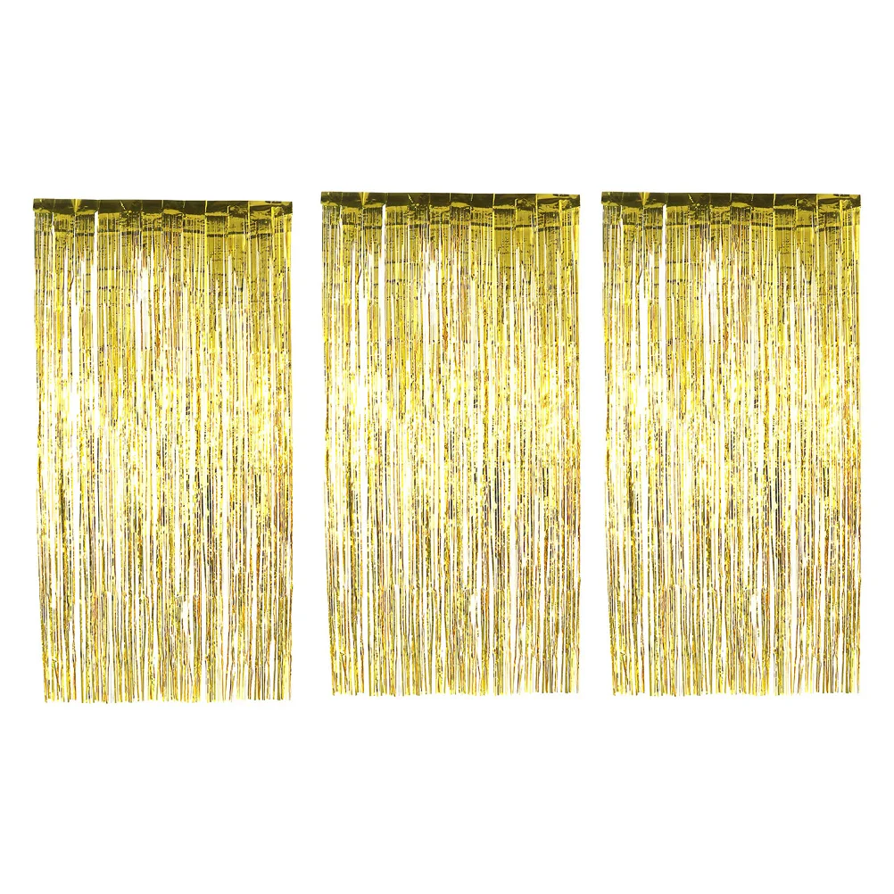 

3 Pcs Window Foil Curtains Aluminum Metallic Party Decoration Fringe Tinsel