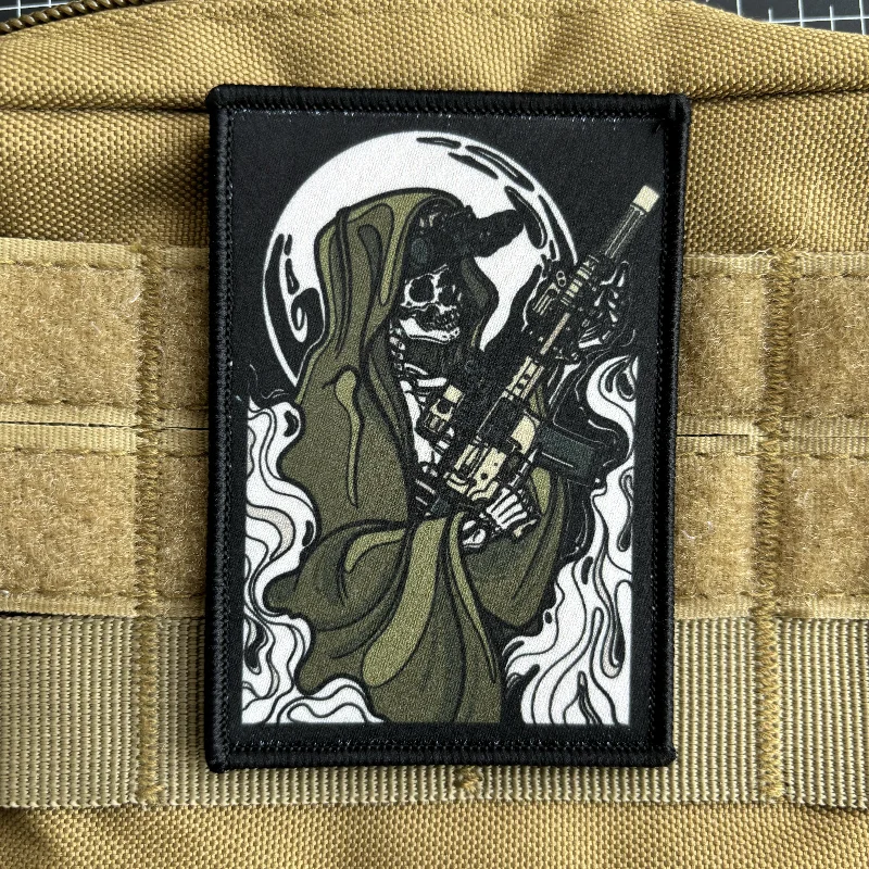 Skull AR-15 Rifleman Tactical Patch Reaper Soldier Morale Badge Printing Patches Hook and Loop Military Backpack Death Sticker