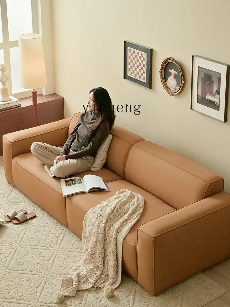 minimalist tofu block sofa living room light retro module leave-in fabric