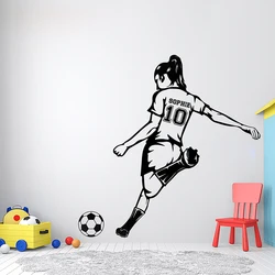Football girl wall decoration, custom wall stickers, sports vinyl, football stickers, goal wall art, wall stickers, G-175
