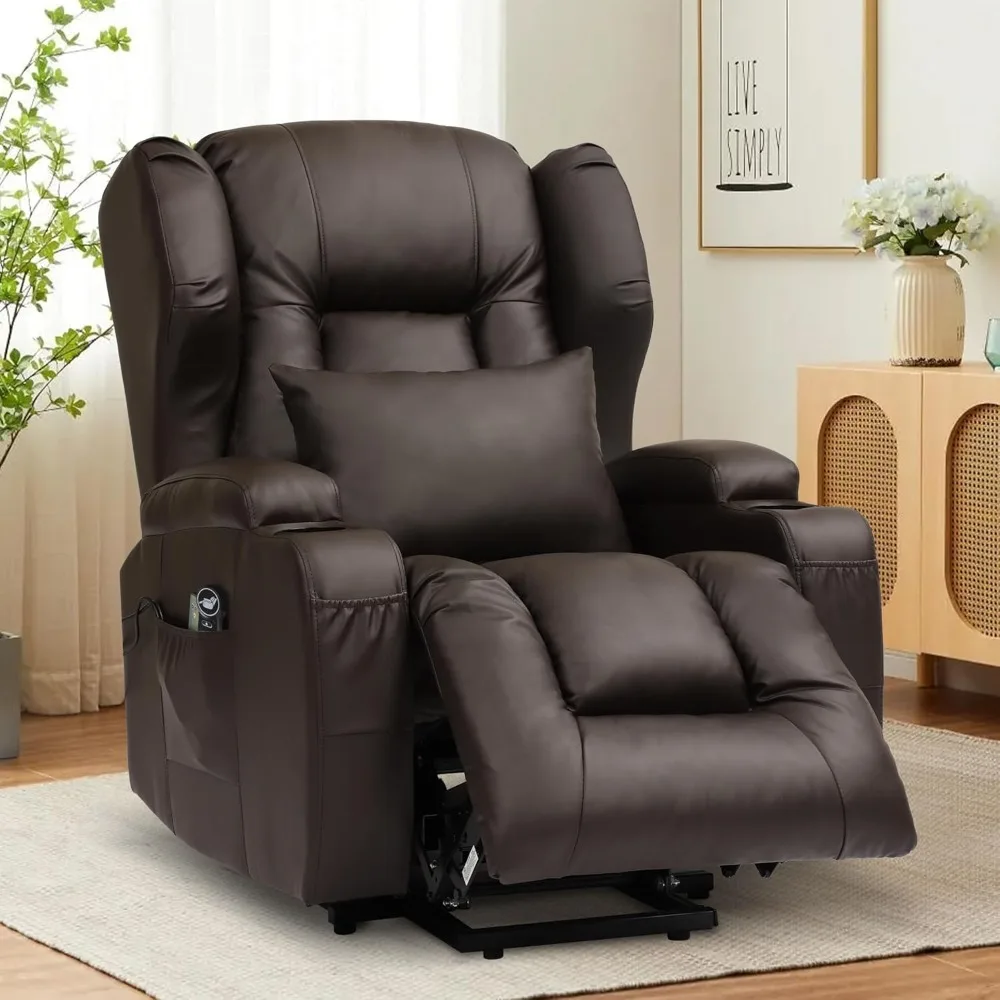 Power Lift Recliner Chair Sofa with Vibration Massage and Lumbar Heat, Designed for Elderly, Infinite Positions, Cup Holder, USB