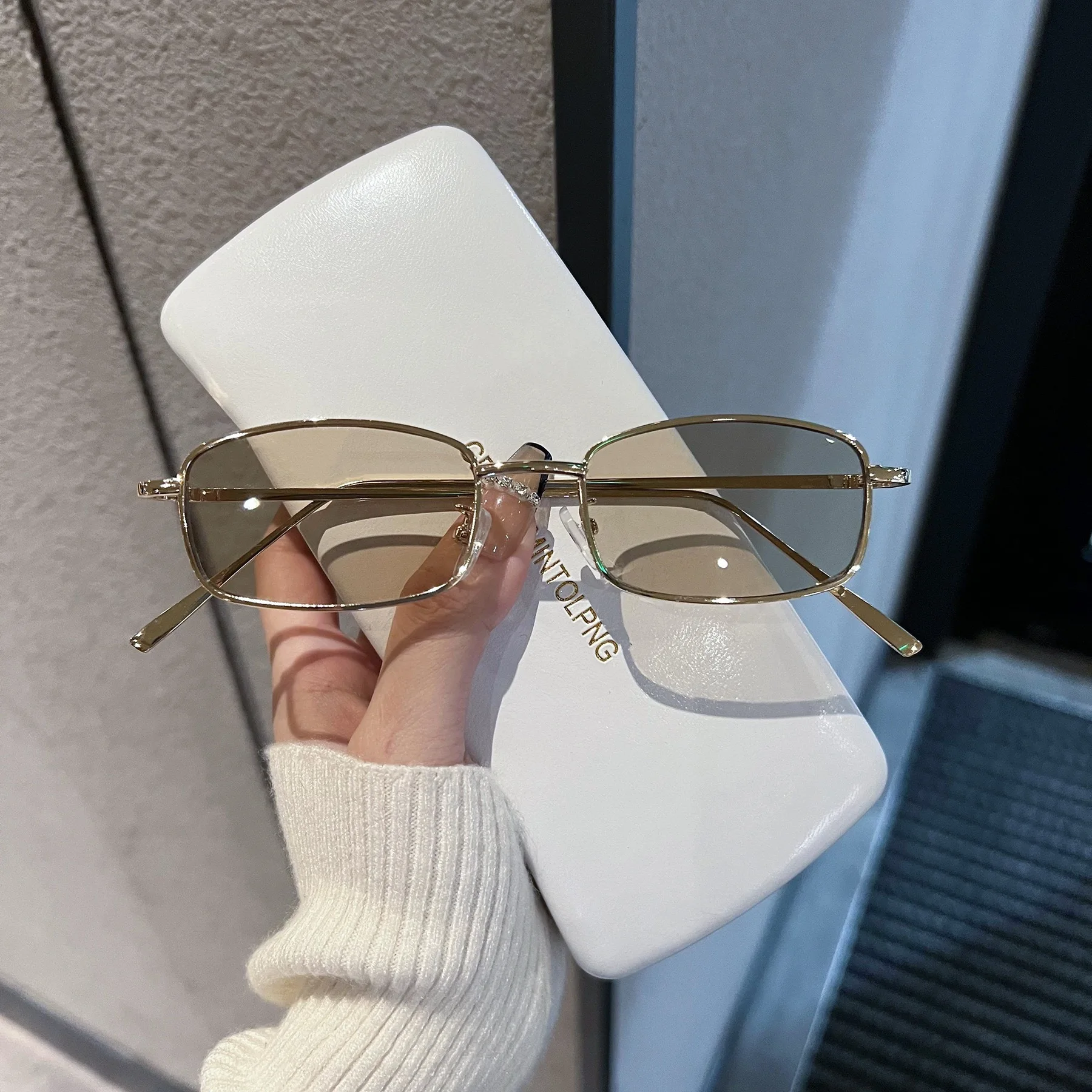 Vintage Square Metal Sunglasses UV400 Oversized Fashion Shades Unisex