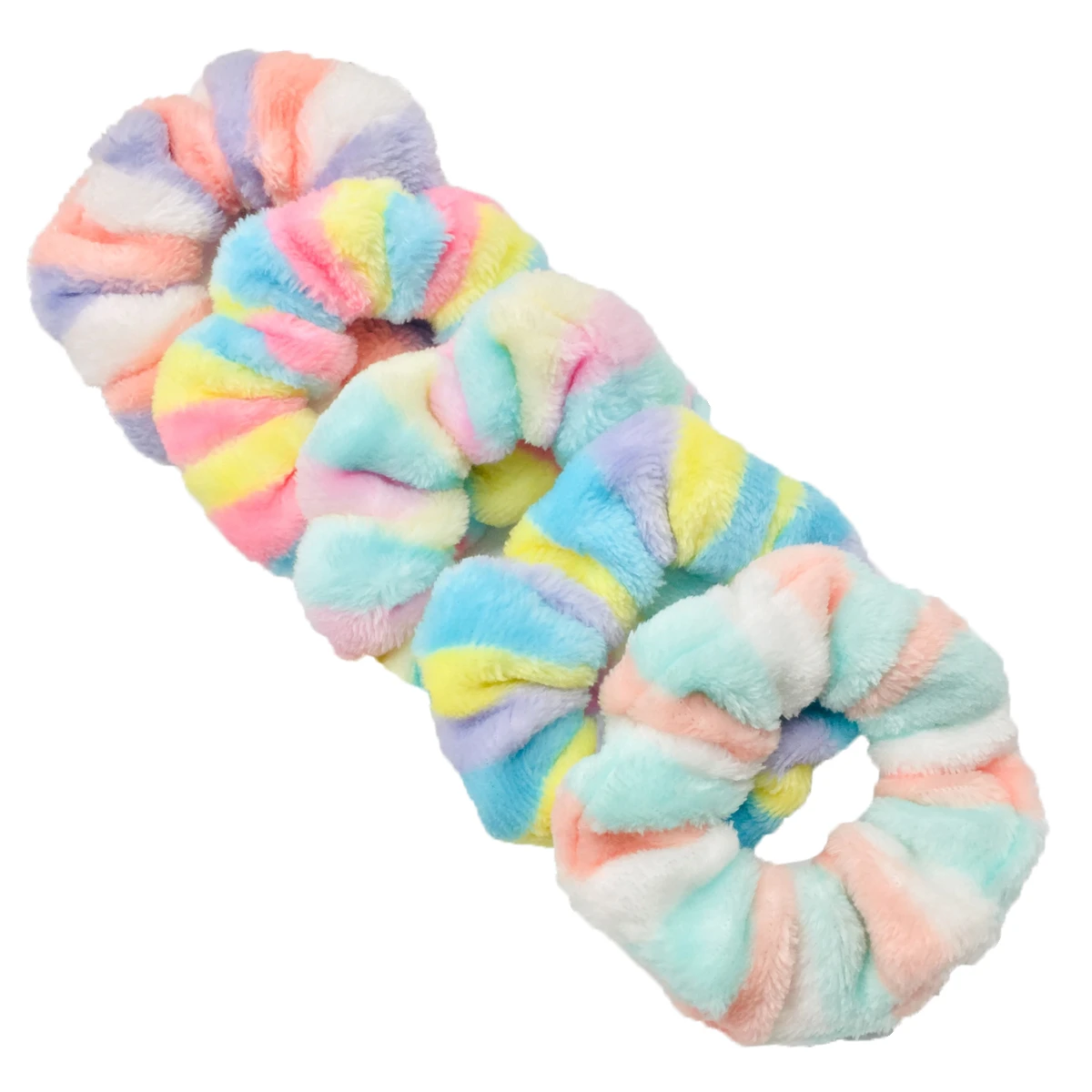 5pcs/lot Hair Scrunchies Furry Elastic Band Women Girl Ponytail Holder Accessories Plush Faux Fur Soft Colorful Patch Warm