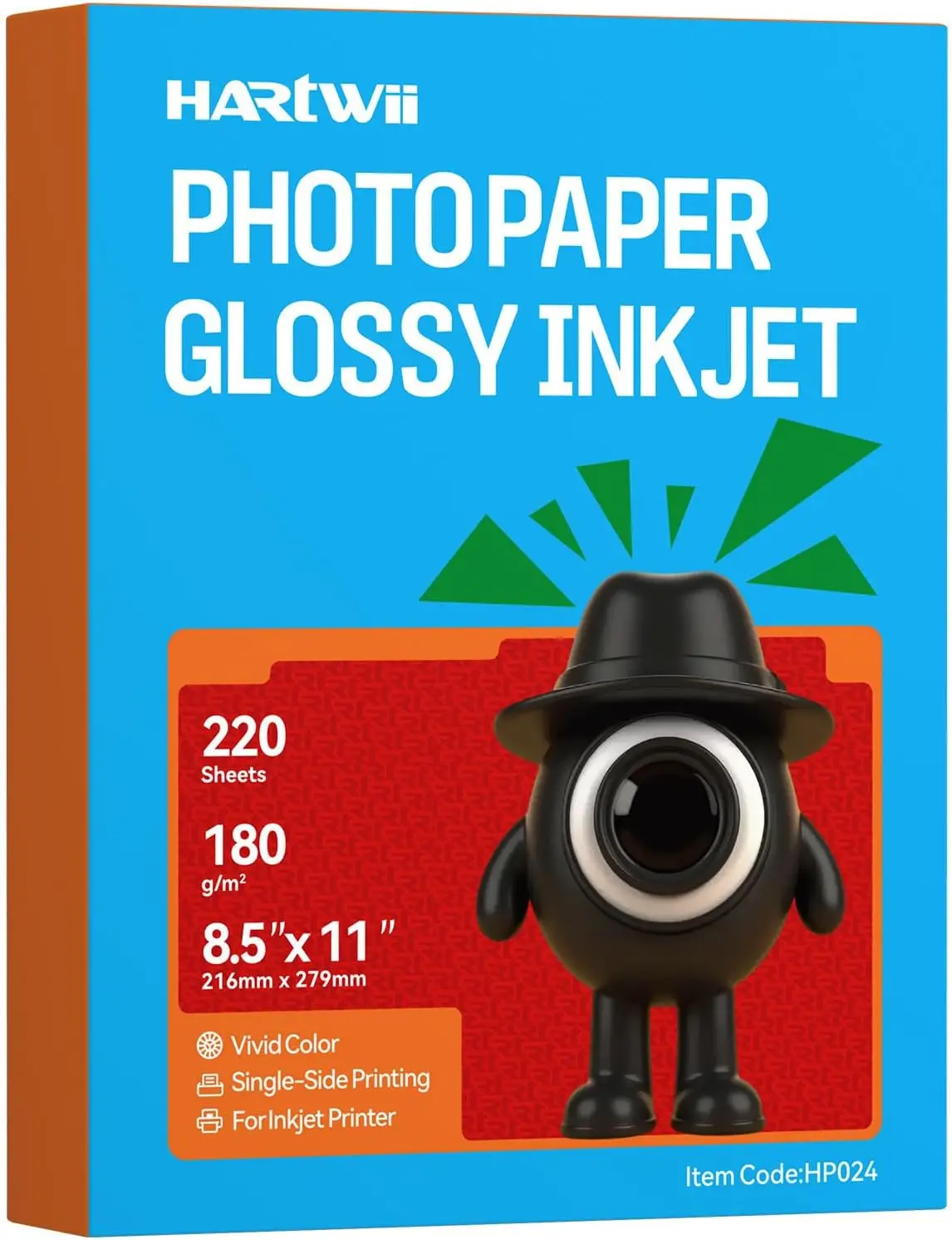 220 Sheets Glossy Photo Paper 8.5x11 Inches 180gsm for Inkjet Printers, Brochure & Flyers, Dye Ink Compatible
