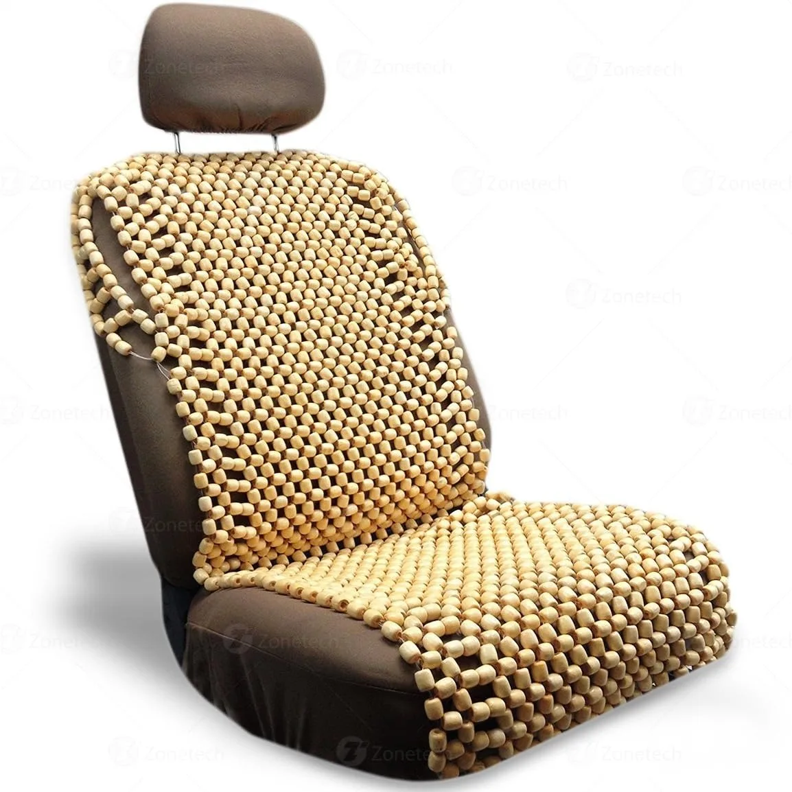 

Zone Tech Royal Natural Wood Bead Seat Cover- Full Car Massage Cool Premium Comfort Cushion - Reduces Fatigue The Car, Truck or Your Office Chair