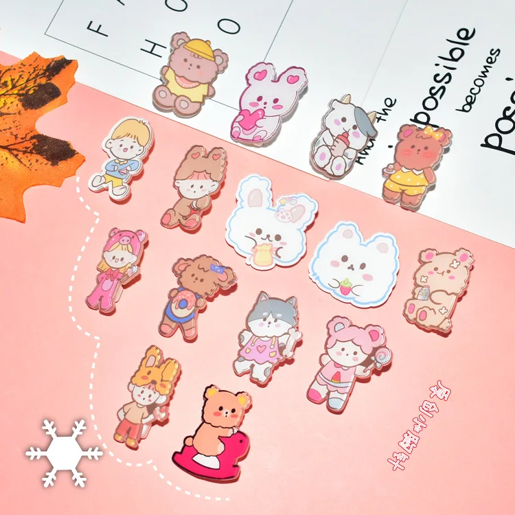 

Korean Internet celebrity cartoon cute student acrylic suit badge pin brooch decoration new bear rabbit cow badge