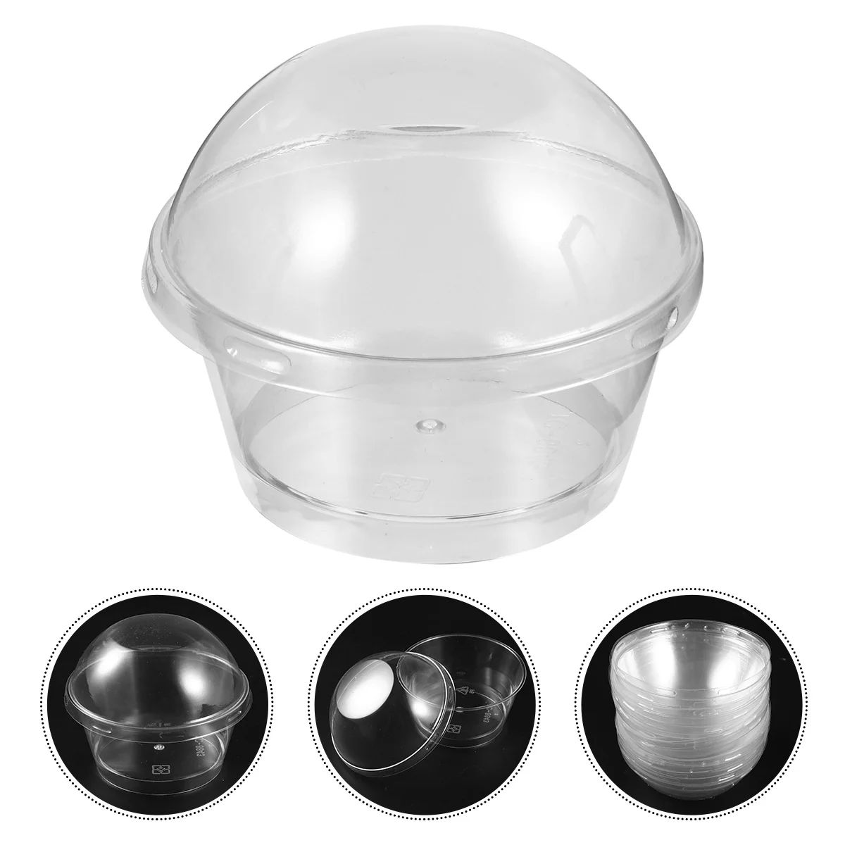 

20 pcs Disposable Cake Cup With Lid Transparent Food Grade Plastic Pudding Cups For Muffins Bread Round Cup Kitchen Barware