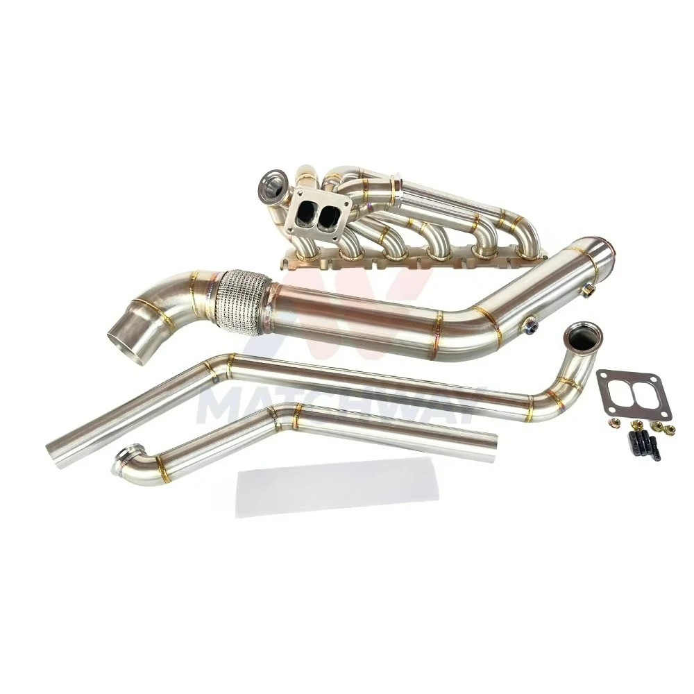 

High Performance 3mm Thick SS304 T4 Twin Scroll Turbo Manifold Kit for BMW Gen1 B58 Quality Exhaust Manifold Downpipe
