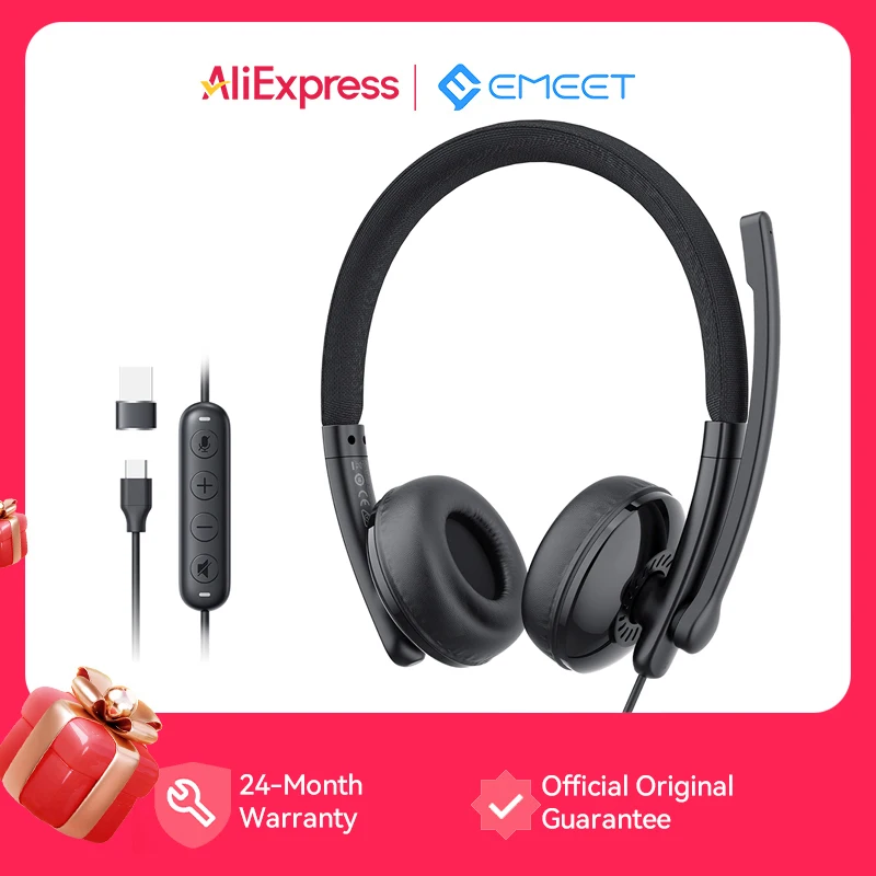 EMEET Cuffie cablate con microfono Call Center Cuffie USB ENC Cavo da ufficio con cancellazione del