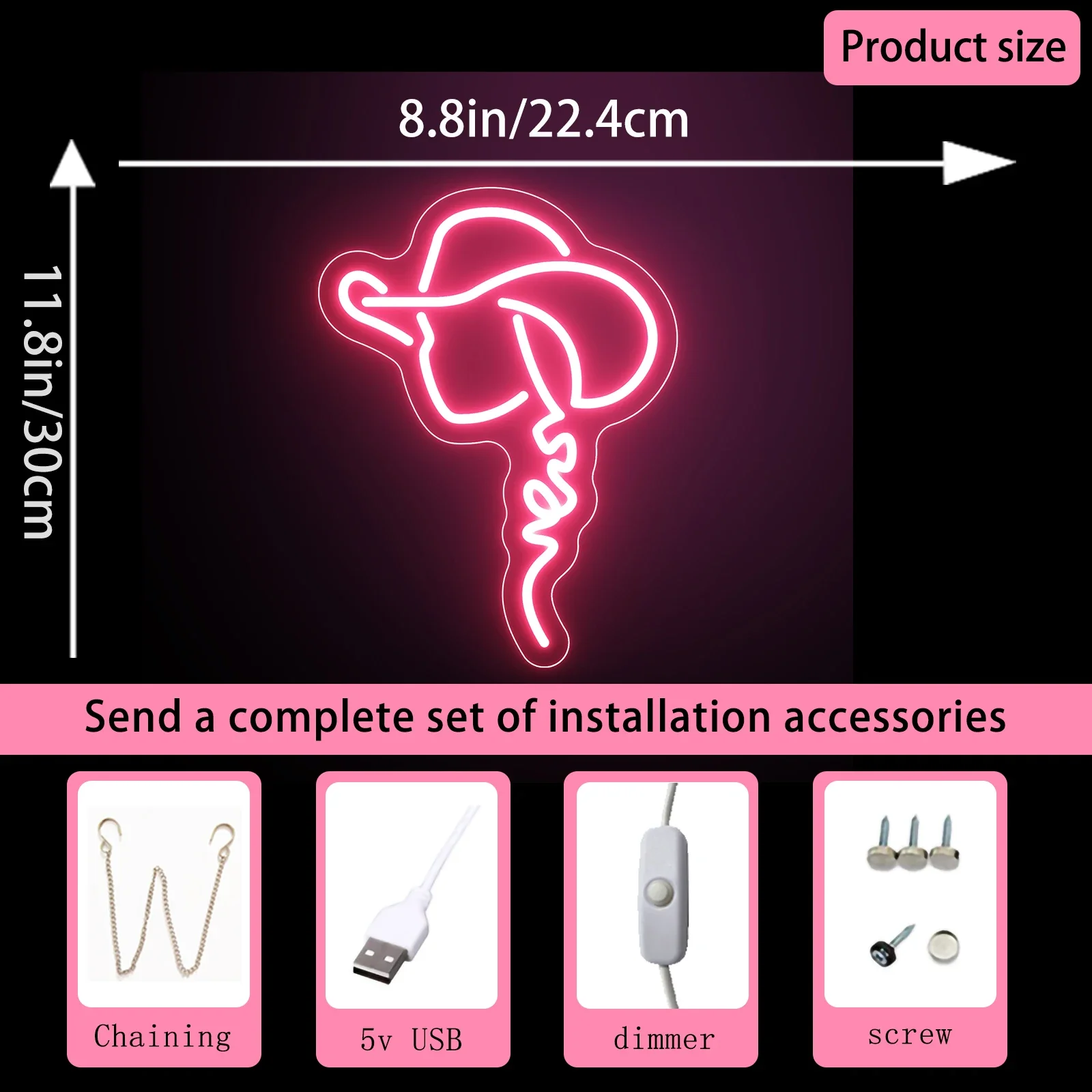 Cowgirl lampu Neon anak perempuan Barat kamar tidur seni dinding estetika gantung kustom apartemen kampus lampu LED dipersonalisasi hadiah lampu Neon