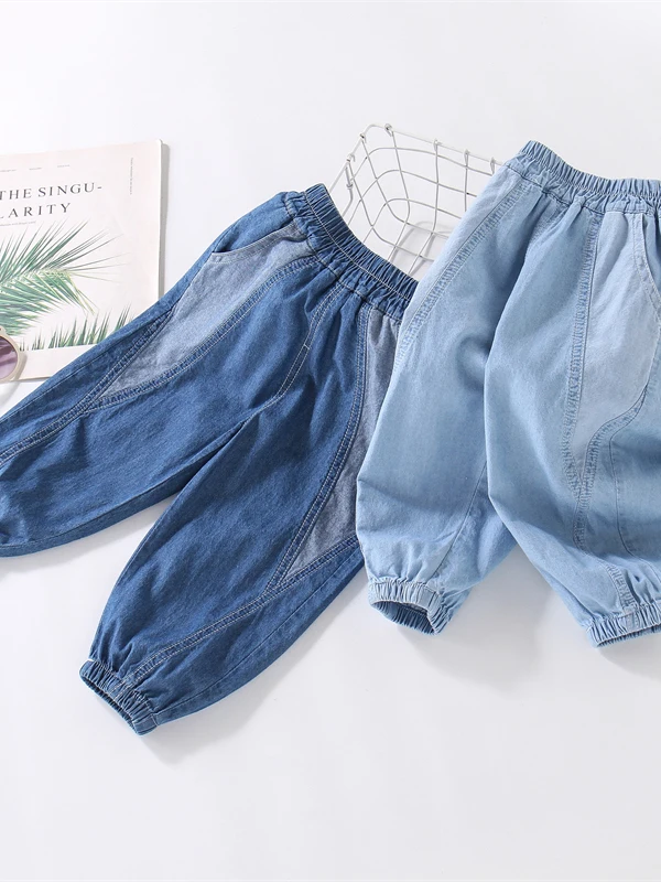 Children's Mosquito-Resistant Cotton Jeans Breathable Casual Thin Summer Long Pants Baby Boys Loose Fit Summer Jeans