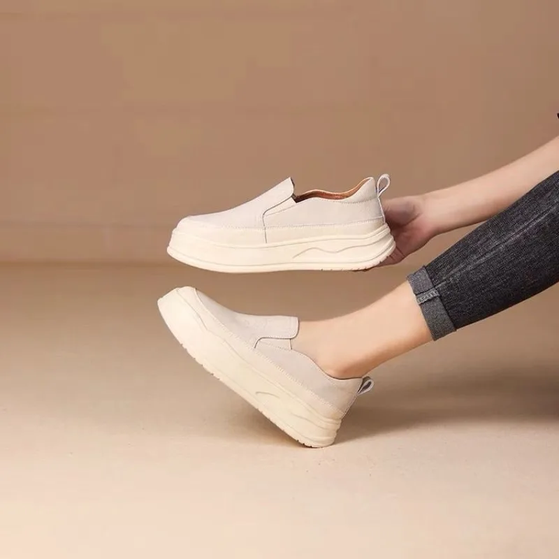 

2025 Autumn Women Vulcanized Shoes Platform Wedge Sports Shoes High Brand Heels Casual One Kick Shoes